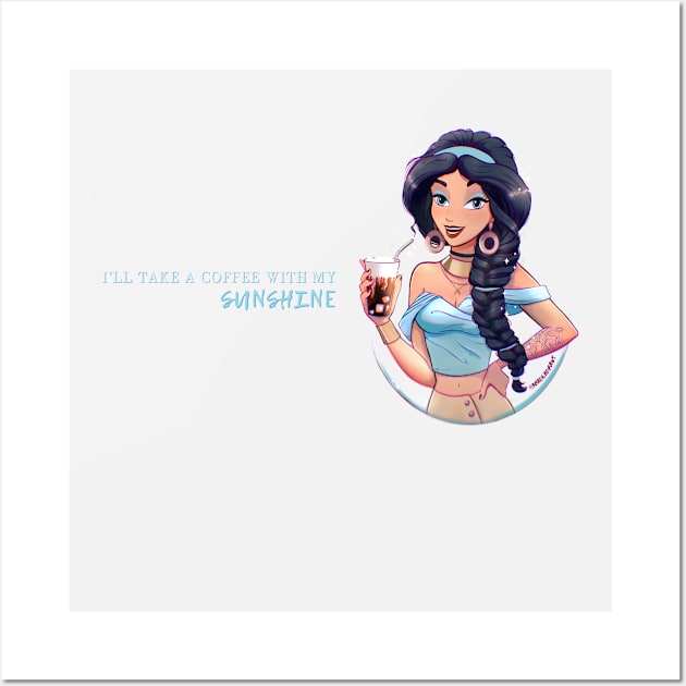 Arabic Princess with Cold Brew Wall Art by Amadeadraws